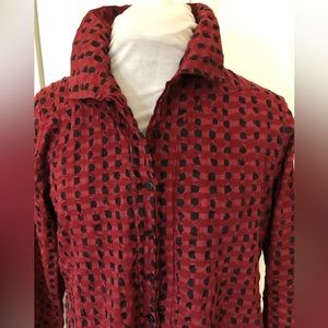 Price 💧❣️Cynthia Ashby USADesigner Muted Red/Pink& Black Textured Cotton Dress.